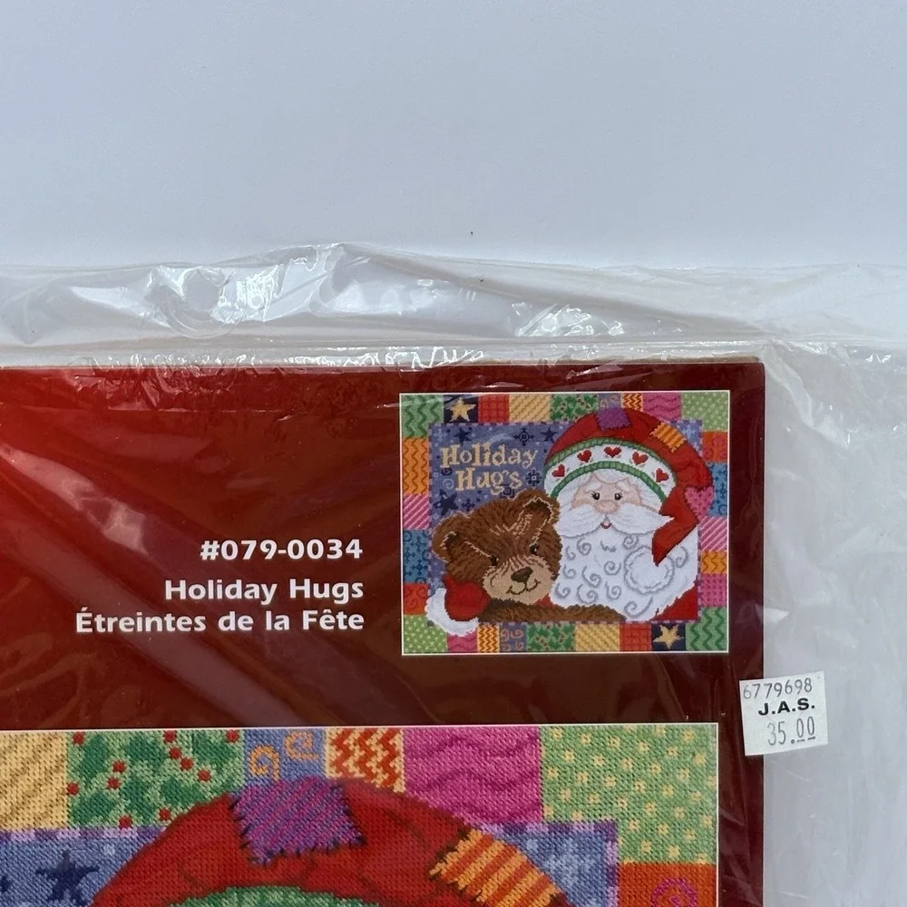 Janlynn Christmas Needlepoint Kit -Holiday Hugs #079-0034 Santa Bear- NEW/SEALED